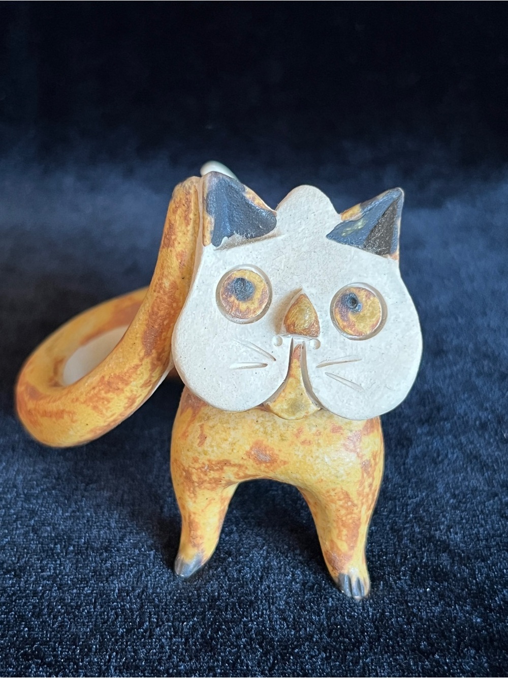 Rare Jacky COVILLE French Cat Kitten Figurine Mini Sculpture Pottery Biot France